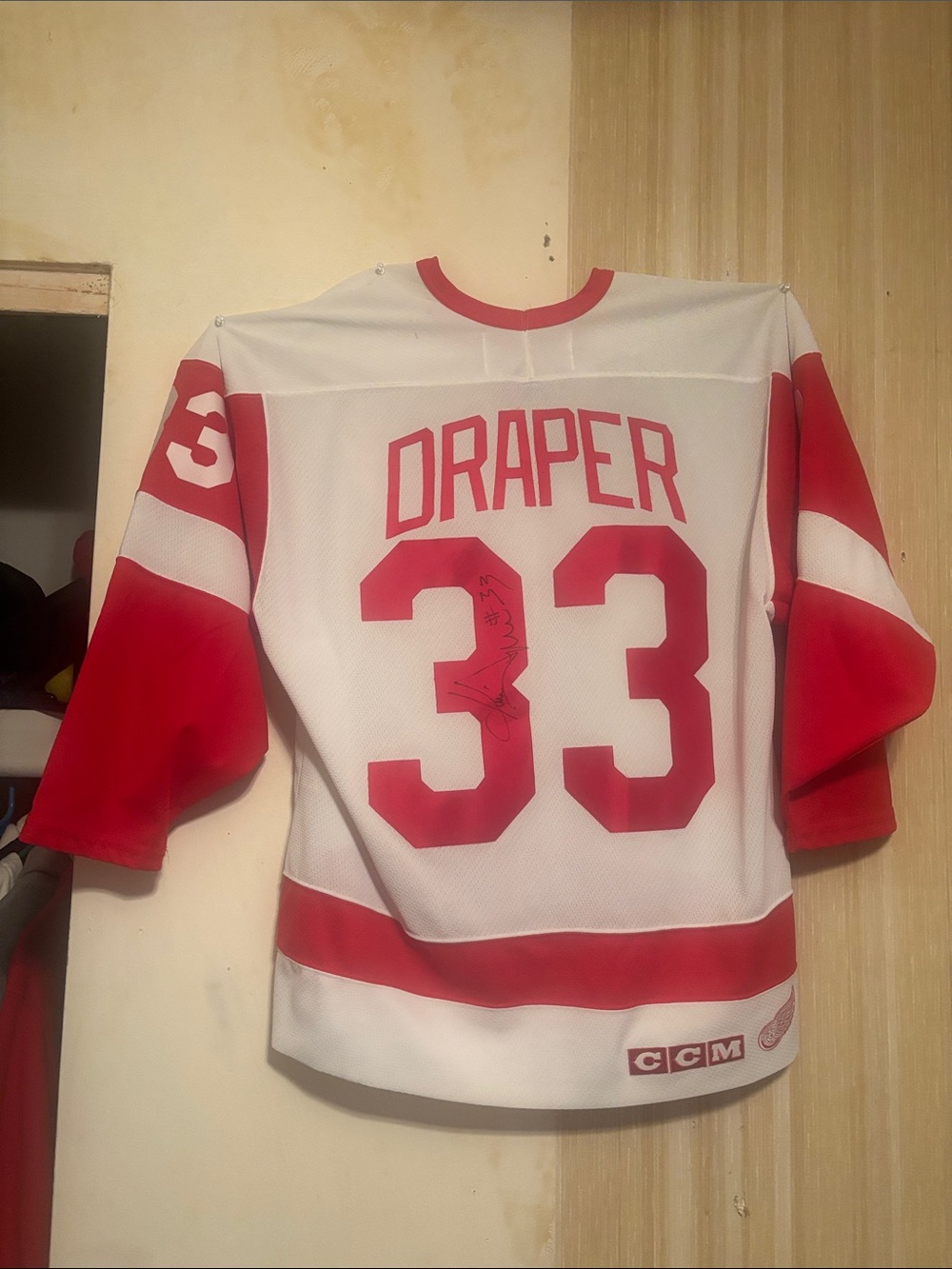 CCM White and Red V-Neck Sweater - Draper #33
